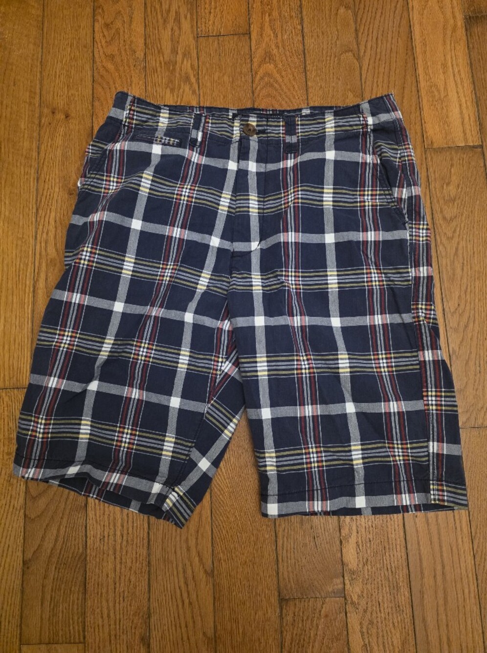 American Eagle Outfitters Navy Plaid Cargo Shorts